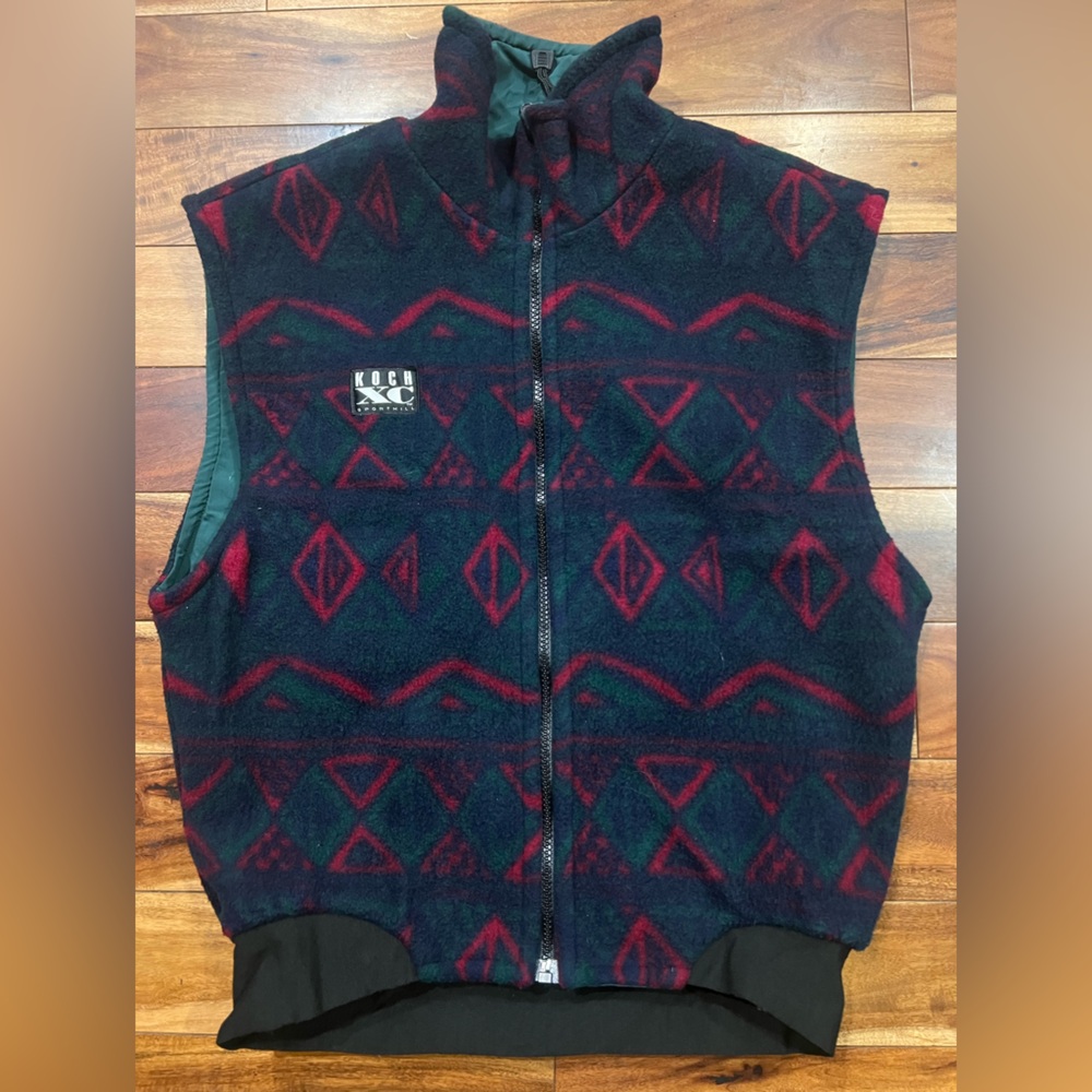 VTG Reversible Vest Sporthill Koch XC Patterned Fleece Vest Mens S